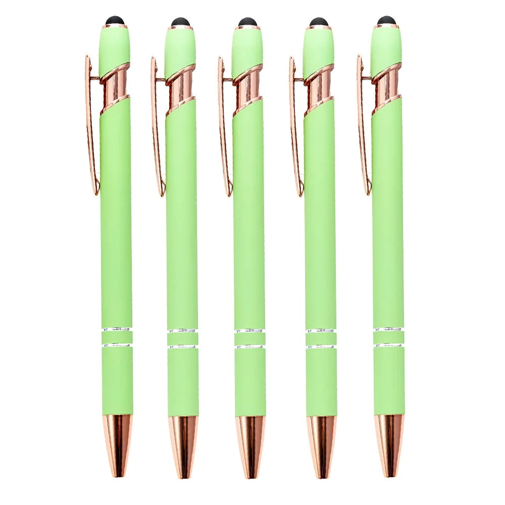 5-10 Pack 2-in-1 Stylus Pen, Retractable Ballpoint Pen w/ Stylus Tip for Touch Screen, Metal, 1.0mm Black Ink