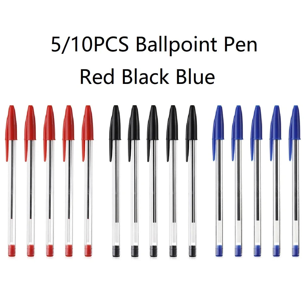 5/10 Pcs Black Red Blue Ballpoint Pen 1.0mm Ballpoint Pen Student Signing Pen Writing Pen Stationery School Office Accessories