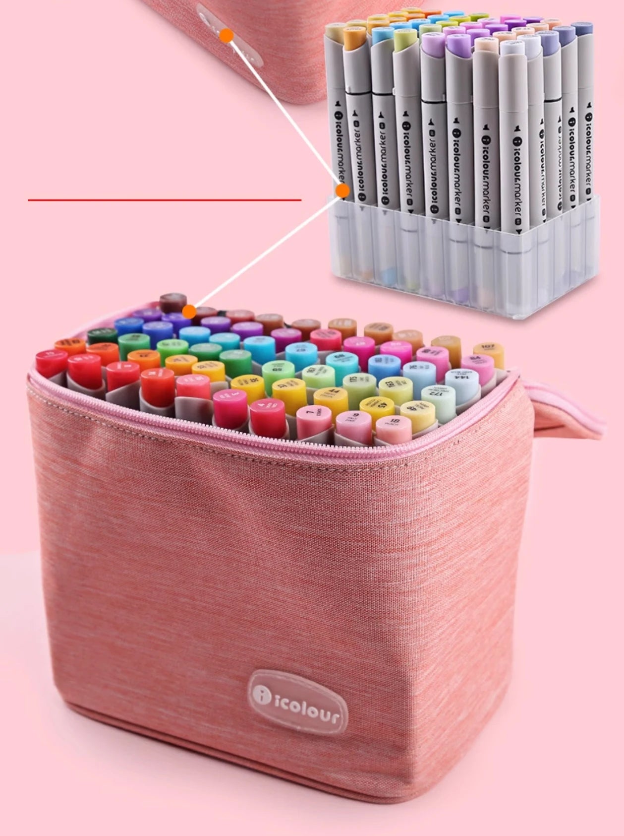 Icolour Zipper Marker Pen Case Larger Capacity Art Markers Canvas Storage Bag 36/48/60/80/168/240pcs Portable Marker Pen Holder