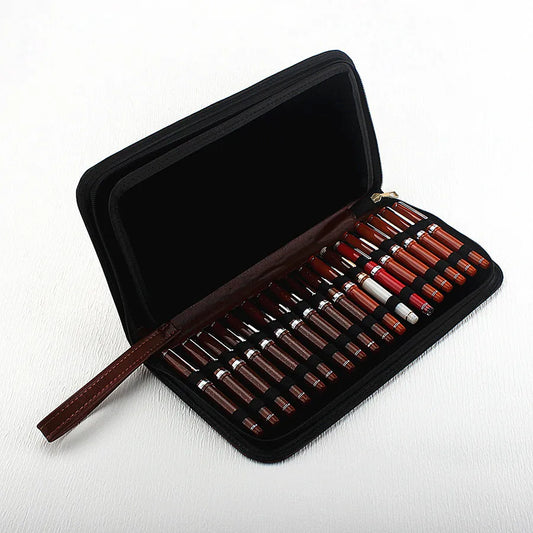 PU Leather Pen Storage Case for 10 24 36 48 Pens Waterproof Holder Organizer