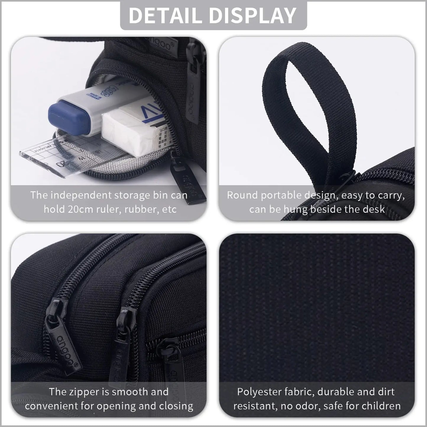 Large-Capacity Zippered Pencil Case Portable Multi-Compartment Pencil Pouch Waterproof and Durable Stationery Storage