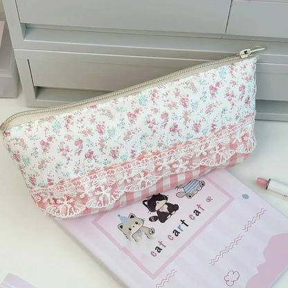 Simplicity Solid Color Pen Bag Zipper Design Large Capacity Pencil Case Portable Stationery Organizer Student Back to school