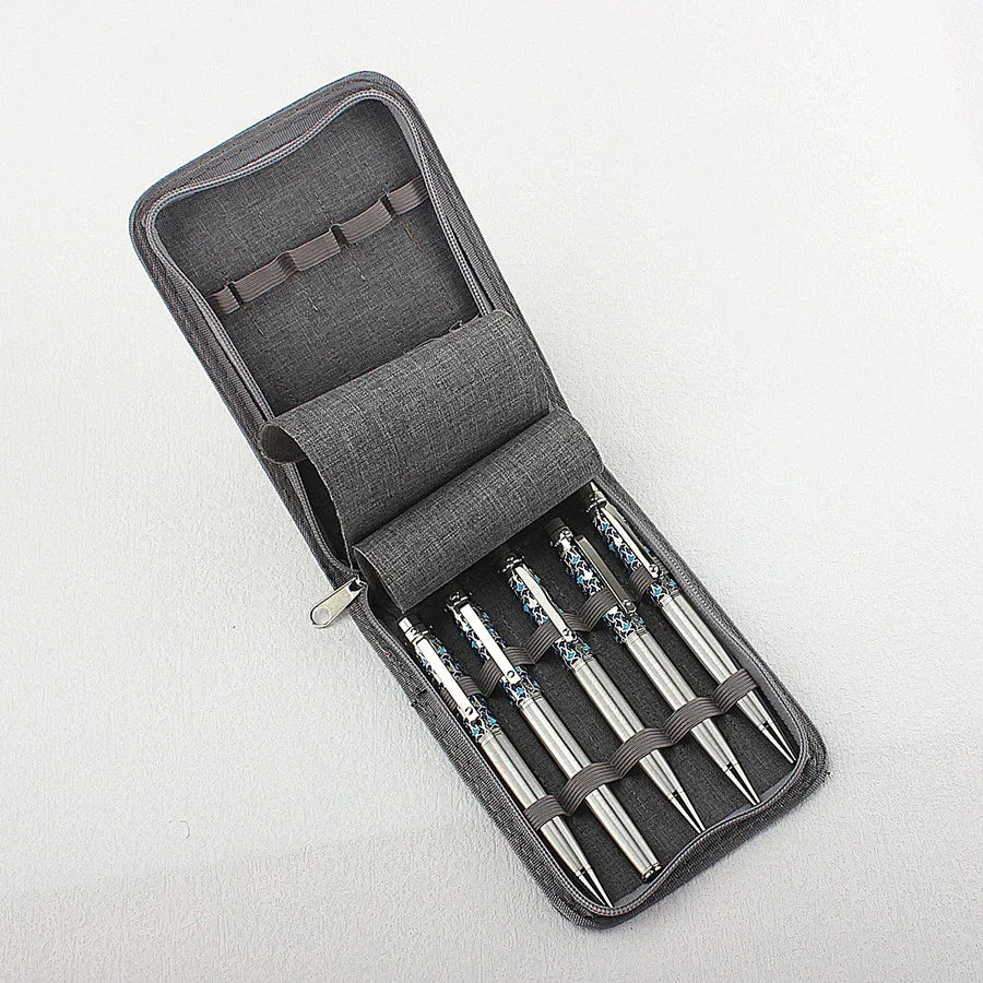 48 Slots Fountain Pen Case Pencil Case Pouch Bag Canvas Case for 10/24/ Pens Black, Blue, Gray