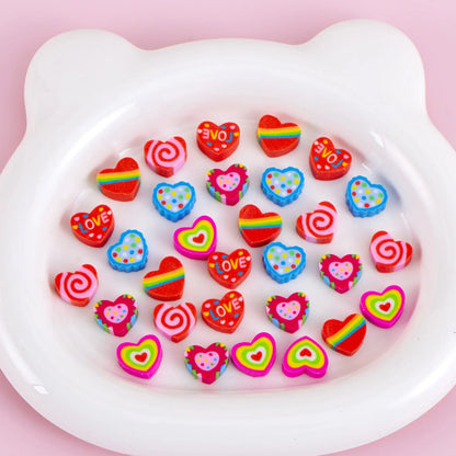 30pcs/bag Cartoon Fruit Animal Love Mini Small Eraser June 1 Christmas Gifts Prizes Student Stationery