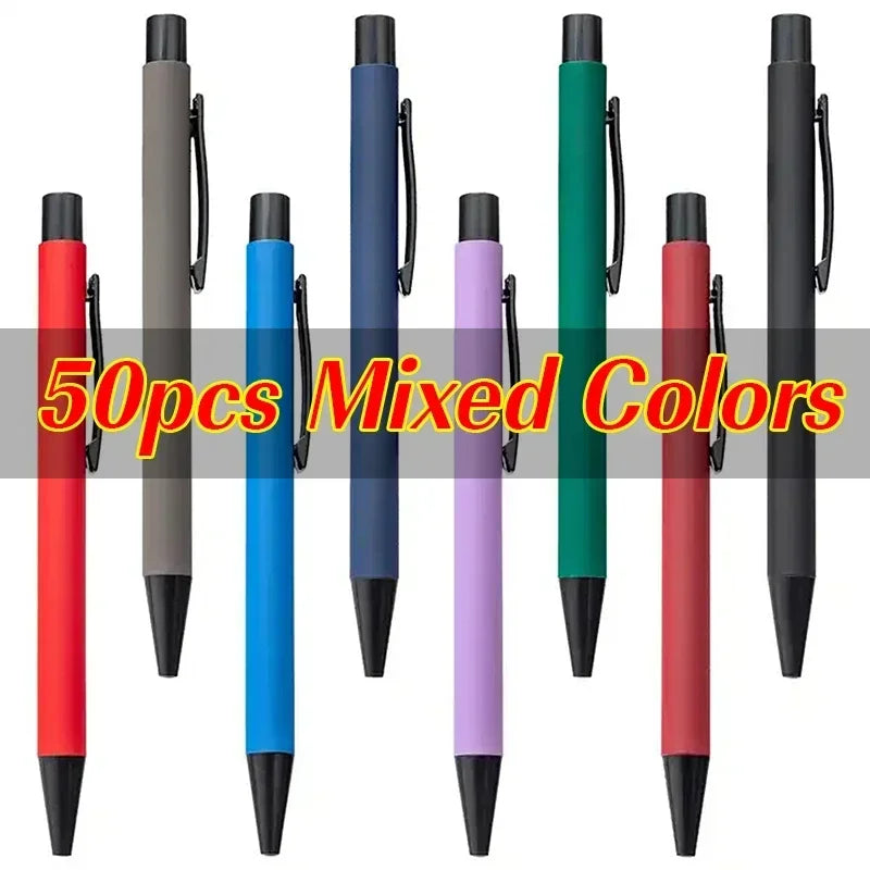 50pcs Metal Gift Advertising Pen Custom LOGO Student Stationery Office Ballpoint Pen Lettering Name Promotional Pen Wholesale