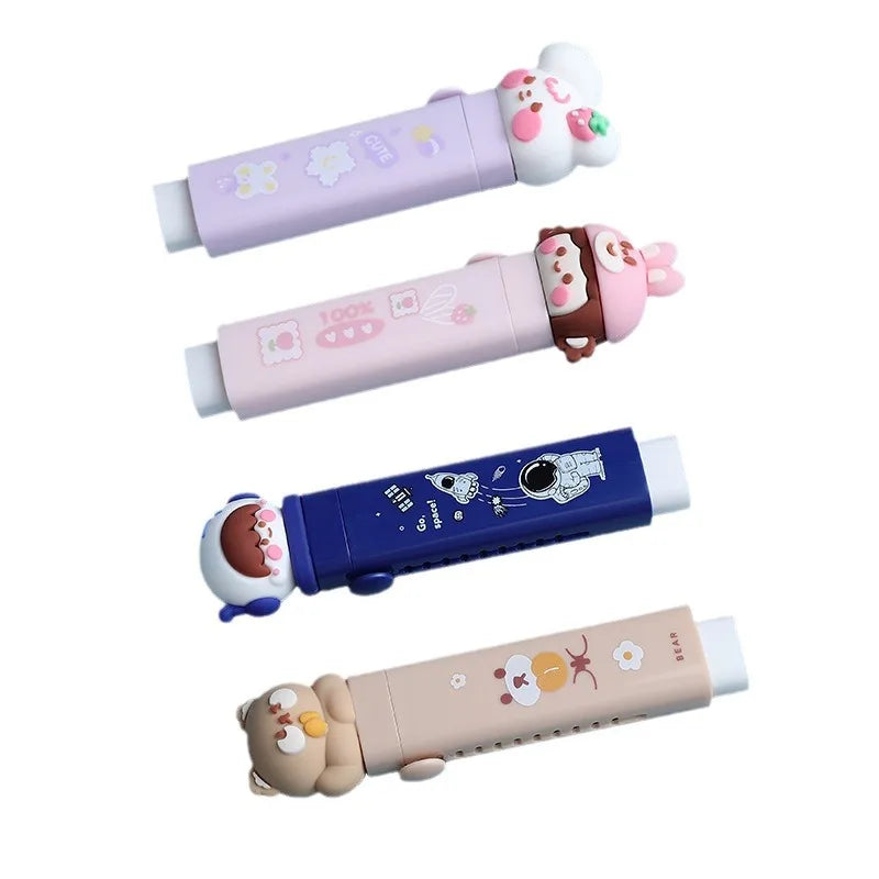 Creative Push-pull Cartoon Cute Eraser Can Replace The Core Telescopic Student Pencil Eraser Children's School Supplies Gifts