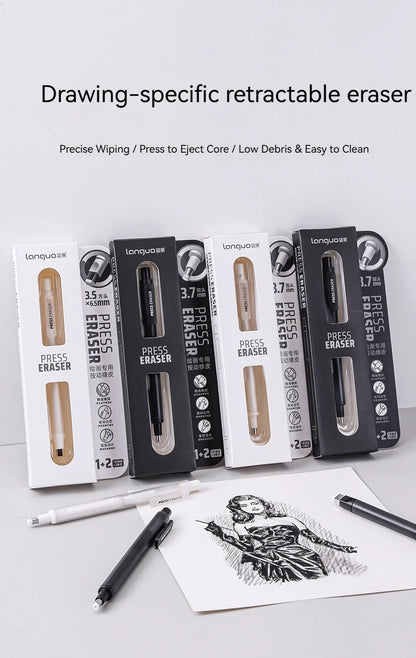 Push-Type Pencil Eraser For Manga Design Drawing Highlight Modeling Writing Painting Press Erasers Kids School Stationery Gifts