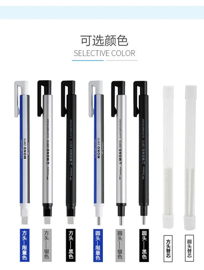 Tombow Mono Zero Eraser Precision Tip Pen-Style Mechanical Rubber Refillable Pen Sketch Drawing Correction Erasers Art Supplies