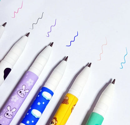 4/8pcs Colors Erasable Gel Pens with Erase Ink Cute Animal Pen Colours 0.6mm Tip Fine Ballpoint Pens for School Office Gift