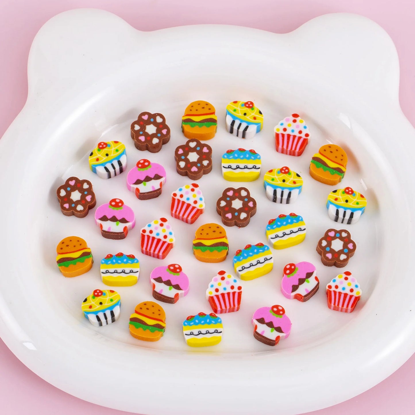 30pcs/bag Cartoon Fruit Animal Love Mini Small Eraser June 1 Christmas Gifts Prizes Student Stationery