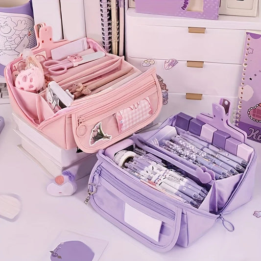 Pencil Case Large Capacity Student Stationery Case Pencil Bag Stationery Bag Multi-function Tabletop Storage Box for Boys Girls