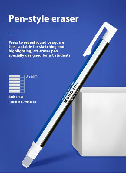 Tombow Precision Refillable Eraser Pen for Artists Japanese Metal Tip 50mm Hard Eraser Core Anti-Break 0.7mm Fixed Lead Supplies