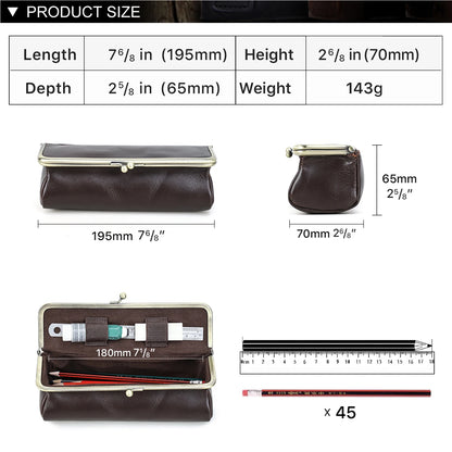 Handmade Vintage Genuine Leather Pencil Case Retro Storage Box for Office School Supplies Best Gift