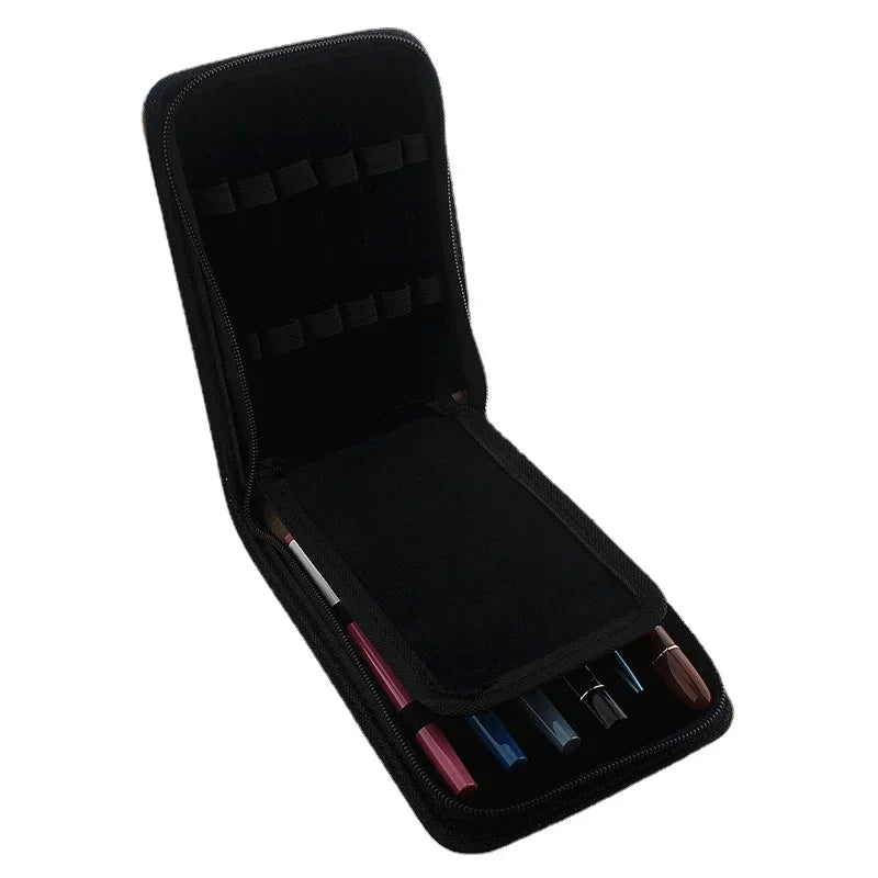 12 Slots Fountain Pen Retro Pen Pouch PU Leather Pencil Case for School Students Men Pencil Bag
