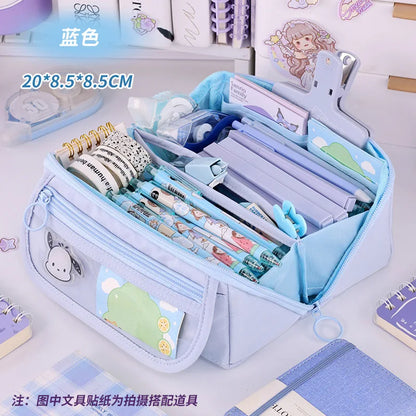 Sparkling Prismatic Pencil Case Large Capacity Cute School Supplies Multi-Compartment Organizer‌