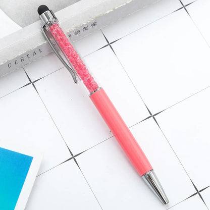 50Pens Crystal Metal Ballpoint Pen Fashion Creative Stylus Touch for Writing Stationery Office School Gift Free Custom Logo