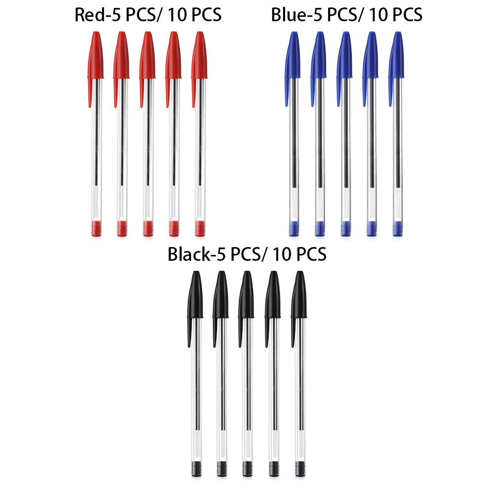 5/10 Pcs Black Red Blue Ballpoint Pen 1.0mm Ballpoint Pen Student Signing Pen Writing Pen Stationery School Office Accessories