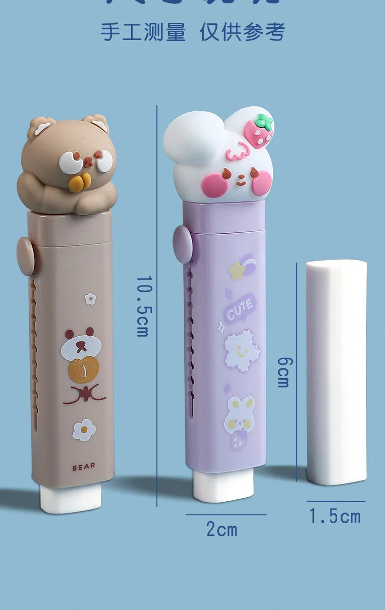 Creative Push-pull Cartoon Cute Eraser Can Replace The Core Telescopic Student Pencil Eraser Children's School Supplies Gifts