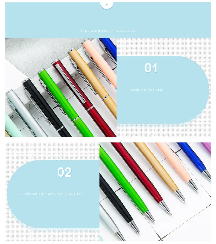 50 Pcs Metal Ballpoint Pen Rose Gold Pen Custom Logo School&office Supplies Stationery Business Gift Lettering Engraved Name