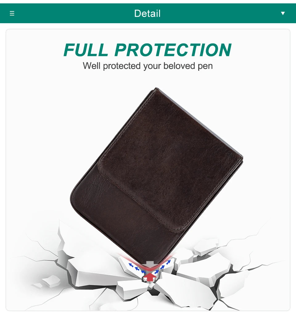CONTACTS FAMILY 6 Pen Case Genuine Leather Detachable Portable Stationery Cover Holder Handmade Pen Box Shockproof Men