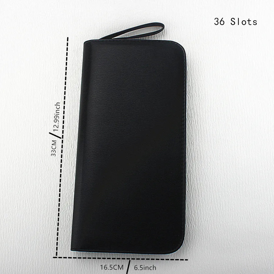 PU Leather Pen Storage Case for 10 24 36 48 Pens Waterproof Holder Organizer