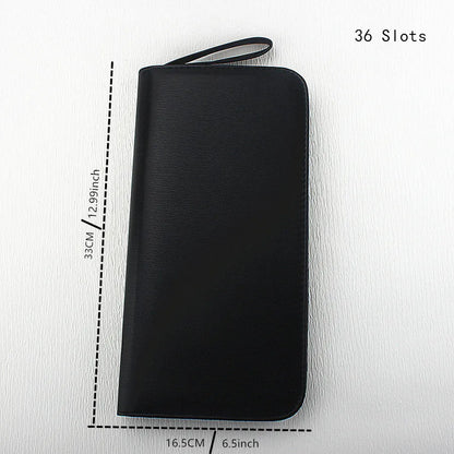 PU Leather Pen Storage Case for 10 24 36 48 Pens Waterproof Holder Organizer