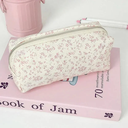 Simplicity Solid Color Pen Bag Zipper Design Large Capacity Pencil Case Portable Stationery Organizer Student Back to school