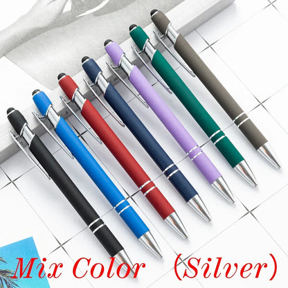 50pcs Light Metal Ballpoint Pen Touch Screen Pen Office School Advertising Pen Custom Logo Text Engraving Laser Engraving