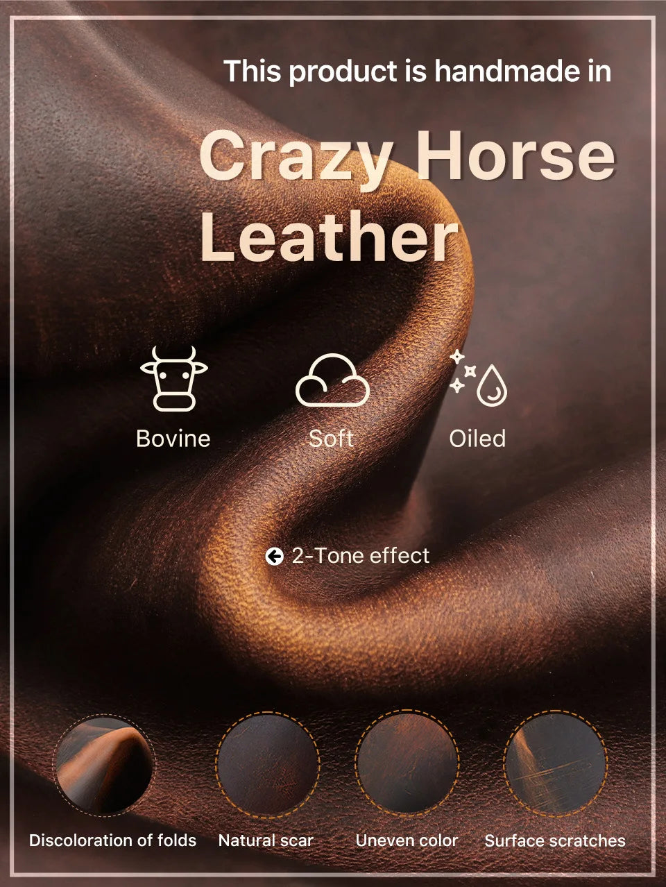 Genuine Leather Pencil Case with 4 Slots Handmade Multifunctional Zipper Fountain Pen Bag Student Stationery Pen Box