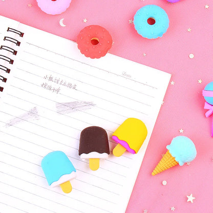 4 Pieces Per Set Cute Donut Dessert Eraser Simulation Dessert Shape ThreeDimensional Detachable Student Learning Stationery