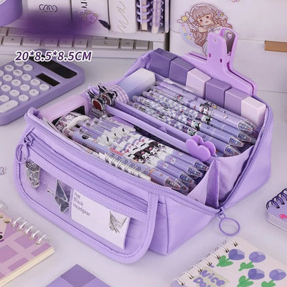 Sparkling Prismatic Pencil Case Large Capacity Cute School Supplies Multi-Compartment Organizer‌