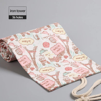 36/48/72 Hole Roll Pen Curtain Folding Pencil Case Multifunctional Pencil Bag Colored Pencil Holder Stationery School Supplies