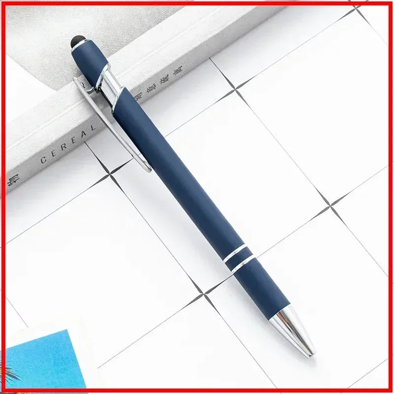 50pcs Light Metal Ballpoint Pen Touch Screen Pen Office School Advertising Pen Custom Logo Text Engraving Laser Engraving