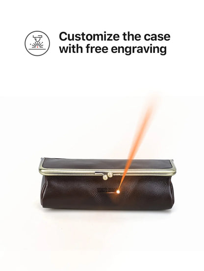 Handmade Vintage Genuine Leather Pencil Case Retro Storage Box for Office School Supplies Best Gift