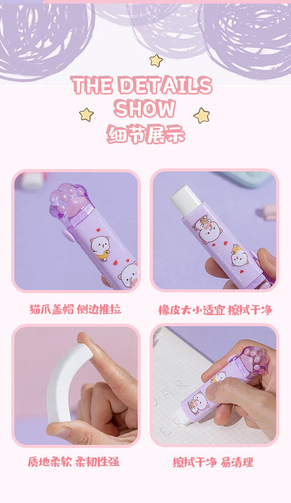 Kawaii Eraser Portable Eraser Clean Without Crumbs Cat Kawaii Stationery Kids School Supplies