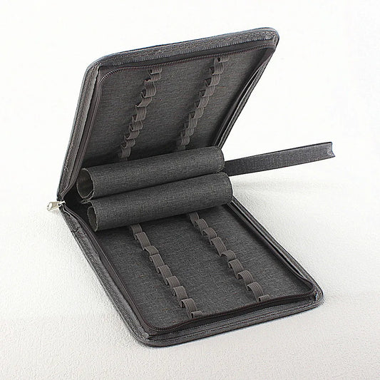 10/24/48 Slots Fountain Pen Case Pencil Case Pouch Bag Canvas Case Black, Gray