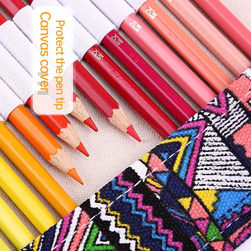 36/48/72 Hole Roll Pen Curtain Folding Pencil Case Multifunctional Pencil Bag Colored Pencil Holder Stationery School Supplies