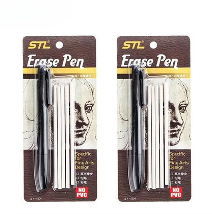 Eraser Pen Mechanical Rubber Refillable Pen Sketch Drawing Press Retractable Pencil Correction Highlight Rubber Art Supplies