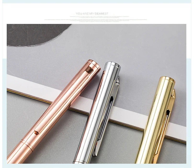 50 Pcs Metal Ballpoint Pen Rose Gold Pen Custom Logo School&office Supplies Stationery Business Gift Lettering Engraved Name