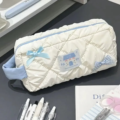 Simplicity Solid Color Pen Bag Zipper Design Large Capacity Pencil Case Portable Stationery Organizer Student Back to school