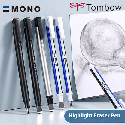 Tombow Precision Refillable Eraser Pen for Artists Japanese Metal Tip 50mm Hard Eraser Core Anti-Break 0.7mm Fixed Lead Supplies