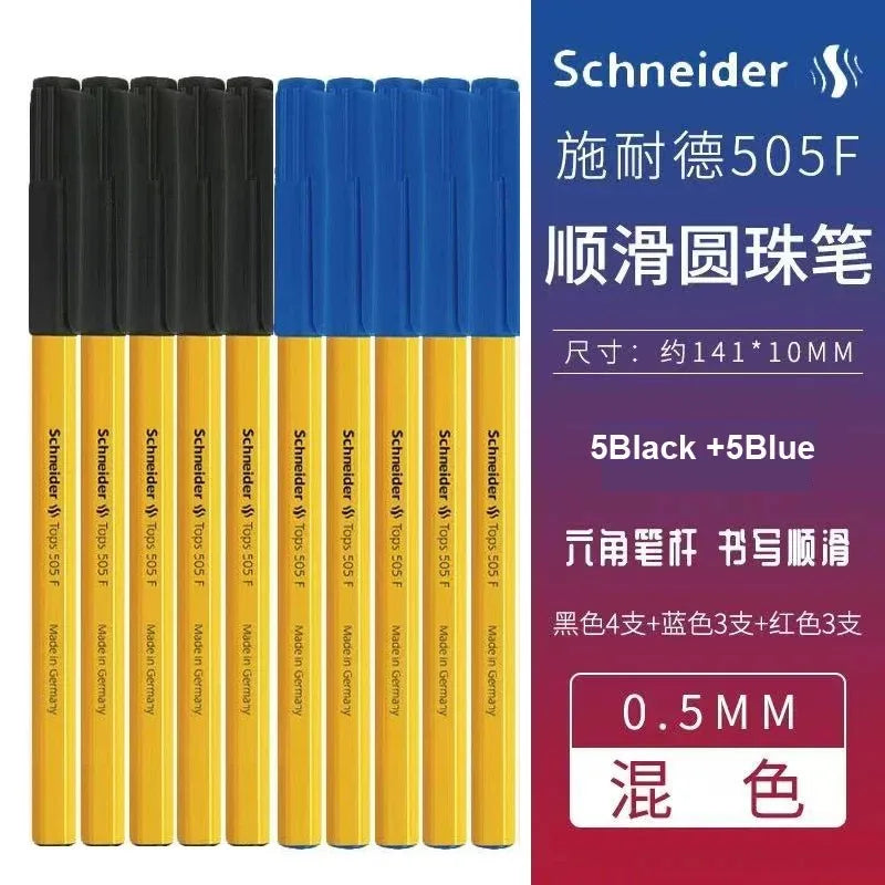 Schneider 505F Ballpoint Pen 6.5g Lightweight Rod Tricolor Fast-dry Non-stop Ink Business Signatory Pens Study Office Stationery