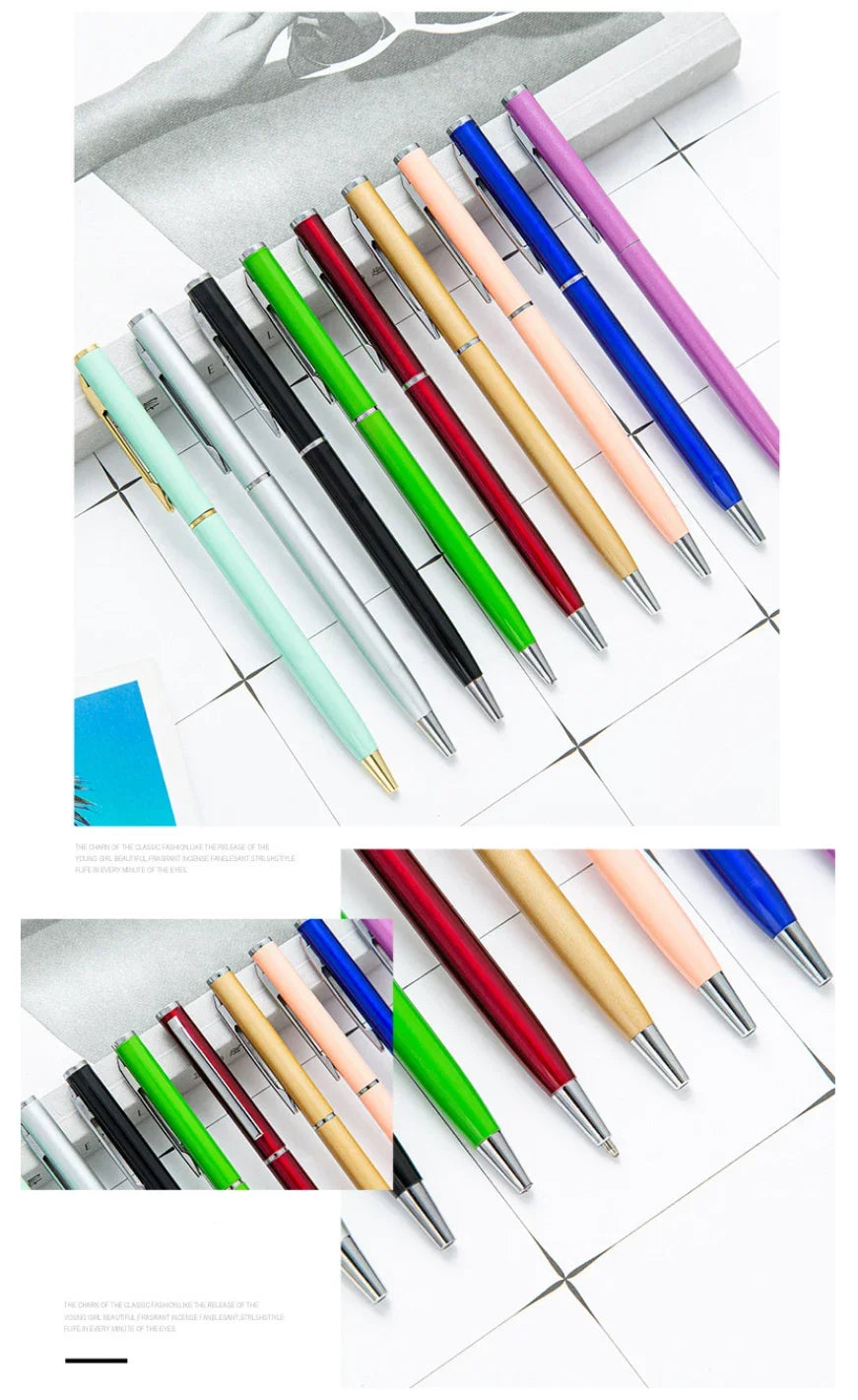 50 Pcs Metal Ballpoint Pen Rose Gold Pen Custom Logo School&office Supplies Stationery Business Gift Lettering Engraved Name