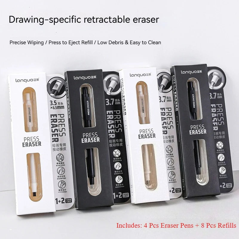 Push-Type Pencil Eraser For Manga Design Drawing Highlight Modeling Writing Painting Press Erasers Kids School Stationery Gifts