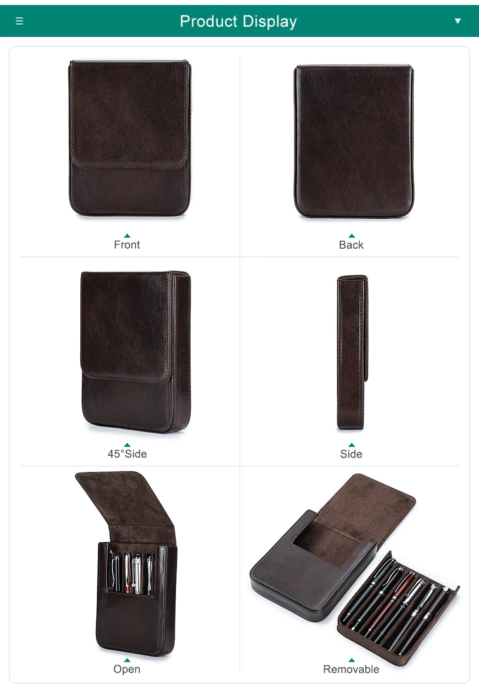 CONTACTS FAMILY 6 Pen Case Genuine Leather Detachable Portable Stationery Cover Holder Handmade Pen Box Shockproof Men
