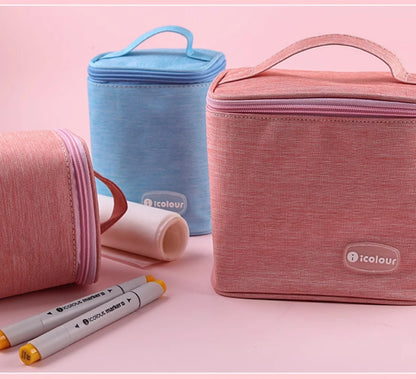 Icolour Zipper Marker Pen Case Larger Capacity Art Markers Canvas Storage Bag 36/48/60/80/168/240pcs Portable Marker Pen Holder