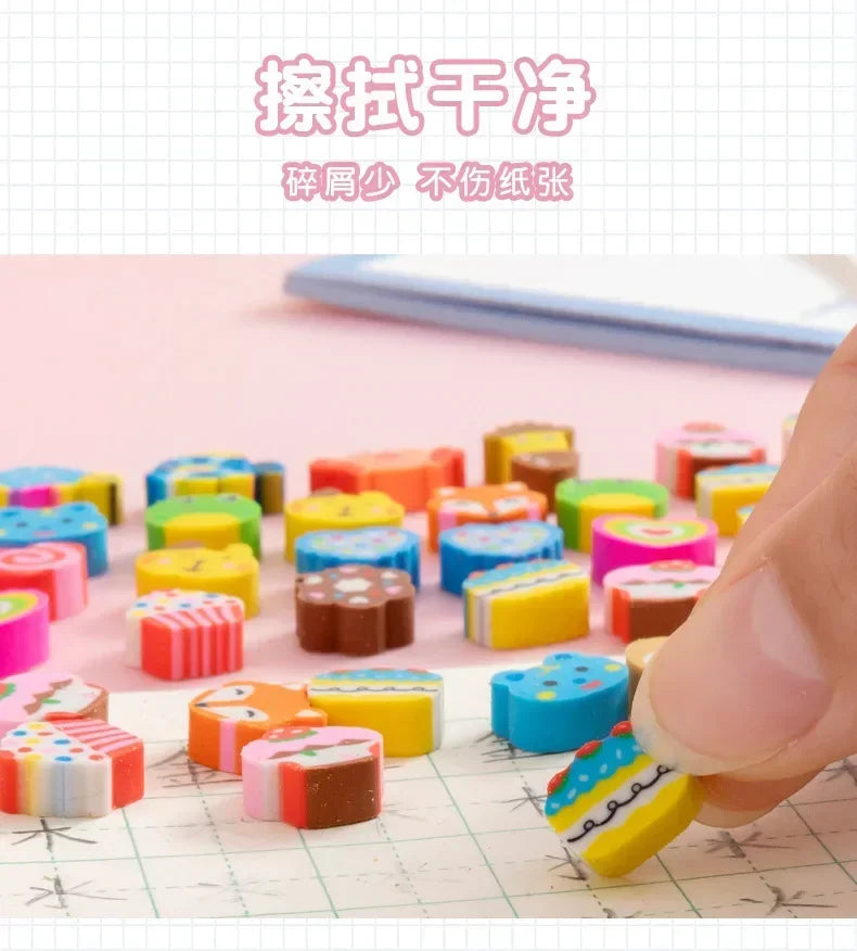 30pcs/bag Cartoon Fruit Animal Love Mini Small Eraser June 1 Christmas Gifts Prizes Student Stationery