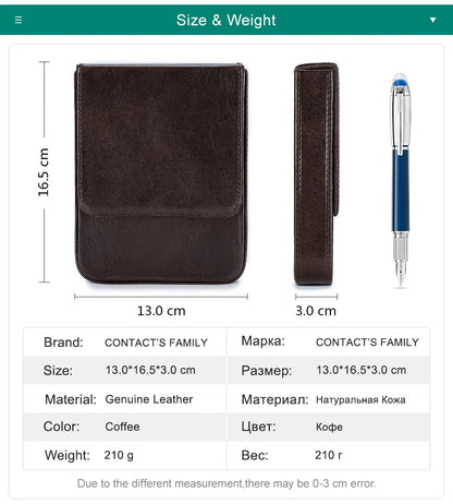 CONTACTS FAMILY 6 Pen Case Genuine Leather Detachable Portable Stationery Cover Holder Handmade Pen Box Shockproof Men