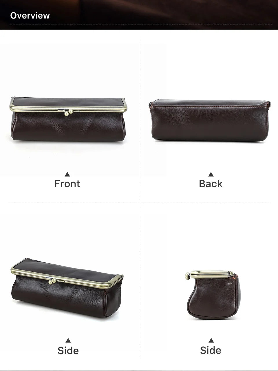 Handmade Vintage Genuine Leather Pencil Case Retro Storage Box for Office School Supplies Best Gift