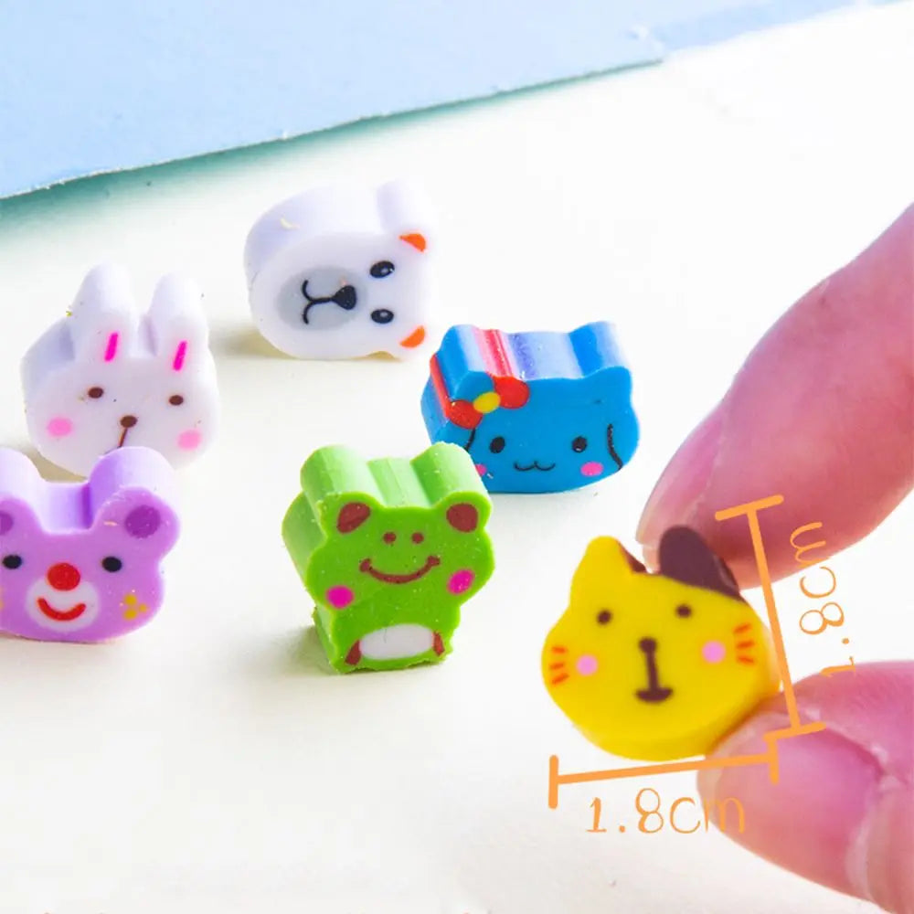 50pcs/set Cartoon Eraser Student Learning Stationery For Child Creative Gift Kids Eraser Fruit Animal Christmas Novelty Eraser